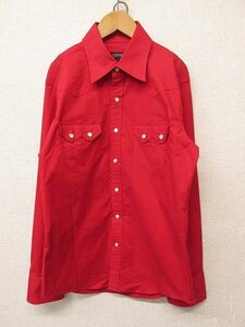 k6643：BURBERRY BLACK LABEL(バーバリーブラックレーベル)ウエスタンシャツ 2 長袖シャツ 赤レッド/メンズ/紳士：5