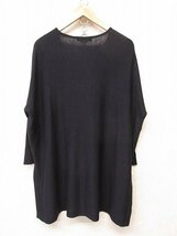 k6683：Weekend Max Mara(ウィークエンド マックスマーラ)シルク絹混ウール Vネック 薄手ニット L/XL 長袖カットソー 紺/レディース：5_画像2