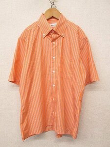 k6735：日本製！mila schon (ミラ・ショーン) ストライプ柄 半袖シャツ 46 ボタンダウンシャツ オレンジ×ブルー/メンズ紳士：35
