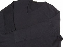 k6683：Weekend Max Mara(ウィークエンド マックスマーラ)シルク絹混ウール Vネック 薄手ニット L/XL 長袖カットソー 紺/レディース：5_画像6