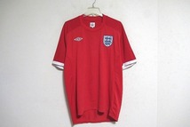 B0300:vintage UMBRO イングランド サッカー ユニフォーム ゲームシャツ サッカーシャツ 赤 46 メンズ 半袖シャツ 半袖Tシャツ:35_画像1