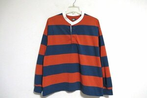 N6921:THE NORTH FACE(ザノースフェイス)L/S Climbing Rugby Crew ラガーシャツ（NTW11931）橙×紺/L:5