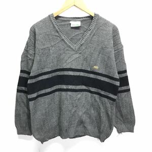 オススメの1着◎【CHEMISE LACOSTE】ラコステ セーター ニット Vネック ゴルフ 大人カジュアル アメカジ 古着 キレイめ グレー L /Y9218ii