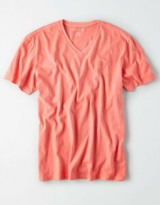 * AE アメリカンイーグル シンプル Ｖネック Ｔ Tシャツ M / Coral *