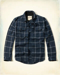 * ラスト２ * 新品 ホリスター シャツジャケット Hollister textured flannel shirt HCO XL / Navy *