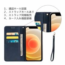 【開封のみ】【GoKIGIoD】 財布型 スマホケース 内蔵マグネット 弱磁 ストラップ 同梱 カード収納 ストラップホール レトロ ネイビー_画像5