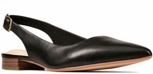  free shipping Clarks 24cm Flat strap ballet black black leather leather sling back Loafer formal pumps P51