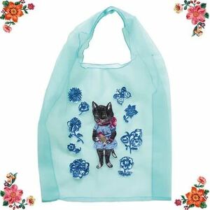 【ナタリー・レテ】オーガンジー・バッグ ブラック・キャット　黒猫・ミッツィのチュールバッグ フランス 猫好き　猫雑貨