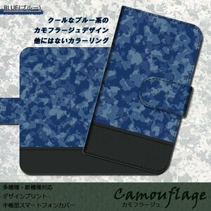 Galaxy Note8 SC-01K ケース 手帳型 迷彩 カモフラージュ ミリタリー ブルー 青 スマホケース スマホカバー プリント