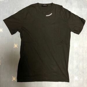 ②1円スタートディースクエアード DSQUARED2 Tシャツ Lサイズ　Icon アイコン ロゴプリント半袖Tシャツ ブラック 黒