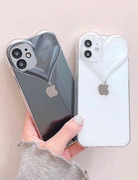 iPhone15 ケース　iPhoneケース ハート　クリア　透明　ケース　韓国　