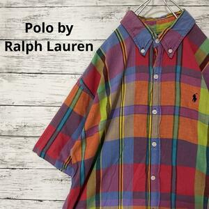 Polo by Ralph Lauren チェック柄半袖シャツ 刺繍 古着