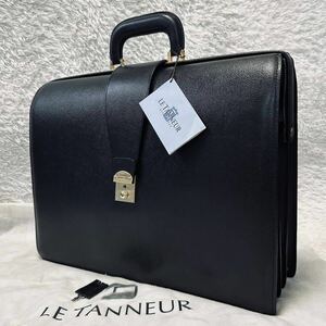 1円【美品】LE TANNEUR ルタヌア ドクターズバッグ ドクターバッグ ダレスバッグ ビジネスバッグ ブリーフケース レザー 鍵 ブラック 黒