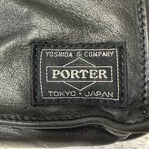 1円【美品】PORTER ポーター 吉田カバン ショルダーバッグ ボディバッグ ボディーバッグ タンカー TANKER オールレザー 革 ブラック 黒_画像8