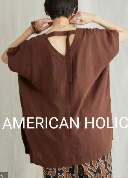 AMERICAN HOLIC アメリカンホリックリネンブレンド　バックVチュニック