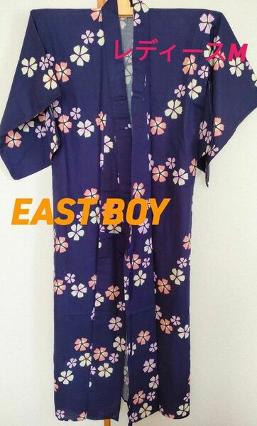 EAST BOY　レディース　ゆかた　Mサイズ　簡単着付け　美品　ブランド浴衣　紺　桜　浴衣単品　