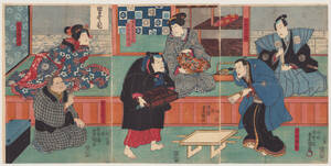 D美術　一陽斎　歌川国貞　香蝶楼　世界花小栗外伝　1851　手摺木版画　彩色木版画　浮世絵　時代物　刷物　美術品u337