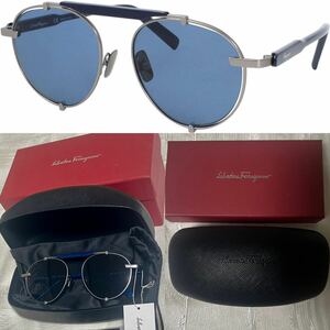 Новый неиспользованный ■ Солнцезащитные очки Salvatore Ferragamo Salvatore Ferragamo Bridge Eyewear SF197S 52 □ 170 металлическая рама, сделанная в Италии