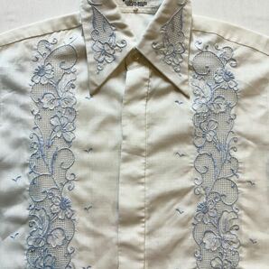 70~80's vintage Daffodil EMBROIDERY SHIRTヴィンテージ 刺繍シャツ 古着 刺繍 エスニック ヒッピー 白 の画像4