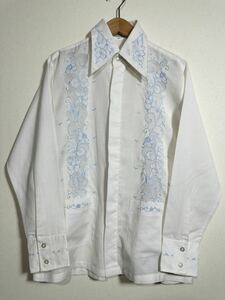 70~80's vintage Daffodil EMBROIDERY SHIRTヴィンテージ 刺繍シャツ 古着 刺繍 エスニック ヒッピー 白 