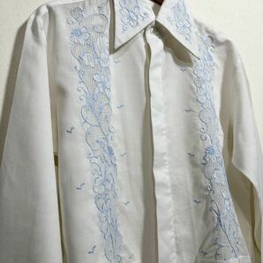 70~80's vintage Daffodil EMBROIDERY SHIRTヴィンテージ 刺繍シャツ 古着 刺繍 エスニック ヒッピー 白 の画像3