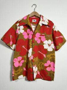 70s vintage PACIFIC ISLE aloha shirt Vintage Pacific i-ll aloha shirt Hawaiian shirt old clothes cotton hibiscus pattern 