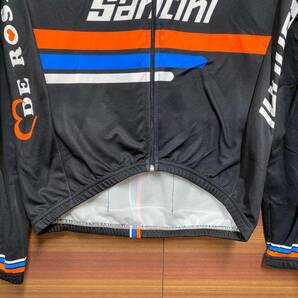 HT177 サンティーニ Santini 長袖サイクルジャージ 黒 M 裏起毛 DE ROSA ※ほつれありの画像4