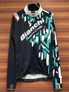 HU441 ビアンキ Bianchi 長袖 サイクルジャージ 紺 チェレステ 白 L