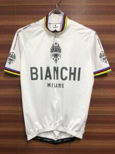 HW369 ビアンキ Bianchi MILANO 半袖 サイクルジャージ 白 M ハーフジップ
