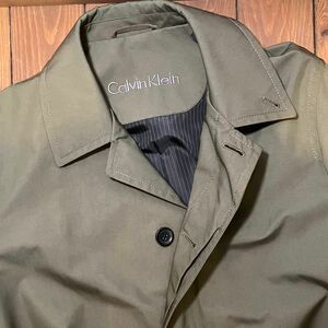 カルバンクライン ステンカラーコート 38 メンズウェア Lサイズ Calvin Klein カーキ