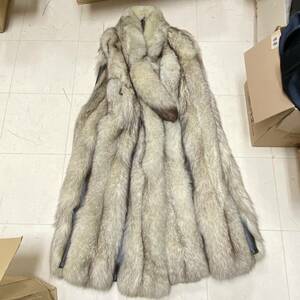 [F85] fur fox fox OS shadow fox sheb long processing dress length : approximately 103cm real fur long coat present condition goods 