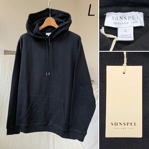 新品 サンスペル SUNSPEL ループバック スウェット プルオーバー フーディー L 黒 ブラック メンズ Loopback Cotton パーカー 送料無料