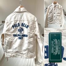 新品 ポロ カントリー POLO COUNTRY Ralph Lauren ラルフローレン ベア 刺繍 デニム トラッカー ジャケット XS メンズ 生成 送料無料_画像1