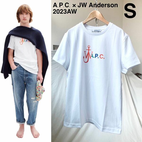 S 新品 2023AW A.P.C. X JW ANDERSON アンダーソン コラボ ロゴ Anchor Tシャツ 定2.2万 白 ユニセックス メンズ レディース APC 送料無料