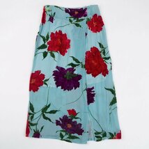 ヨウジヤマモトノアールYohji Yamamoto NOIR シルクフラワーパイル切替スカート 水色赤紫1_画像1