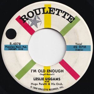 Leslie Uggams I'm Old Enough / Ice Cream Man Roulette US R-4078 206585 R&B R&R レコード 7インチ 45