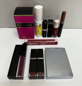 【DK 23970】1円～ 化粧品 まとめ リップ アイシャドウ 口紅 UVミスト PRADA CANDY HACCI SUQQU ADDICTION TOKYO CIPICIPI 中古 現状品