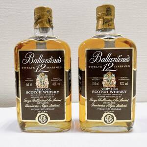 【ART-2898a】未開栓 Ballantines バランタイン 12年 ２本セット スコッチ ウイスキー ベリーオールド 750ml 43% 古酒 洋酒 目減りあり