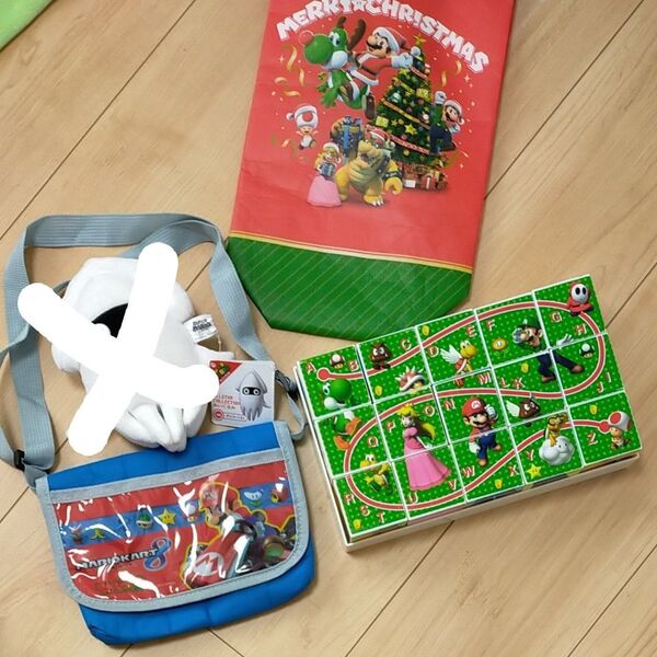 スーパーマリオ(*^^*)セット!!知育オススメ6面パズル&ショルダーバック クリスマス袋