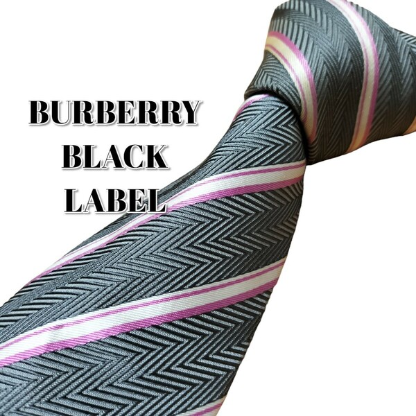 ★BURBERRY BLACK LABEL★　グレー系　ストライプ　日本製