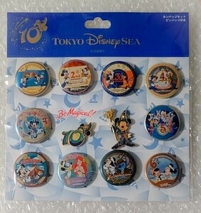 TDR TDS ディズニーシー 10周年 缶バッジ ピンバッジ付き