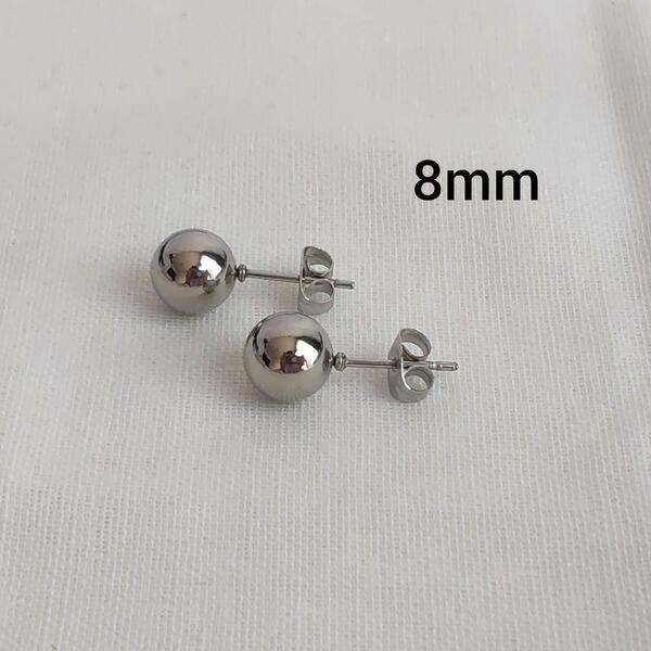 #83　stainless　シルバーボールピアス　8mm　丸玉　アレルギー対応