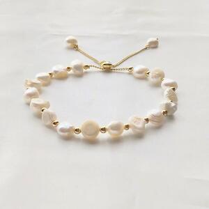 #127 fresh water pearl bracele white gold ball natural pearl wedding 