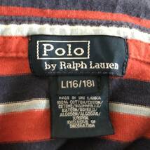 Polo Ralph Lauren ポロ ラルフローレン ボーイズ ボーダー柄 半袖ポロシャツ 良品 size L(16/18) 165cm_画像4
