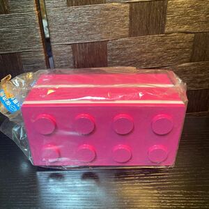 ブロック　弁当箱　ピンク　保冷剤、箸付き　定価2,500