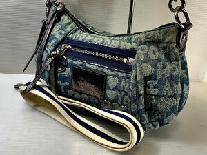 COACH　コーチ　 2wayバッグ 　16986　 ブルー系　 デニム 　ポピー　 グルーヴィ 　ワードブロック　シルバー