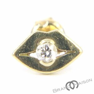 A rank [ Ahkah ]bi Zoo earrings / diamond / single earrings / one-side ear / lip /./ Kiss /K18YG/0.5g/AHKAH/ lady's / accessory / yellow 