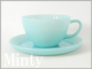  ultimate beautiful goods * Fire King / turquoise blue / cup & saucer 