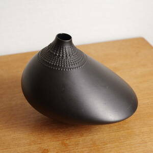 【ビンテージ】 ローゼンタール Rosenthal Tapio Wirkkala ポロ POLLO ベース Vase 花器 一輪挿し 花瓶 マットブラック 黒 スタジオライン