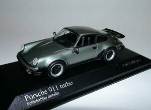 新品【ミニチャンプス】PORSCHE 911 turbo 1977 Blue (Gray) met. 1/43 ポルシェ